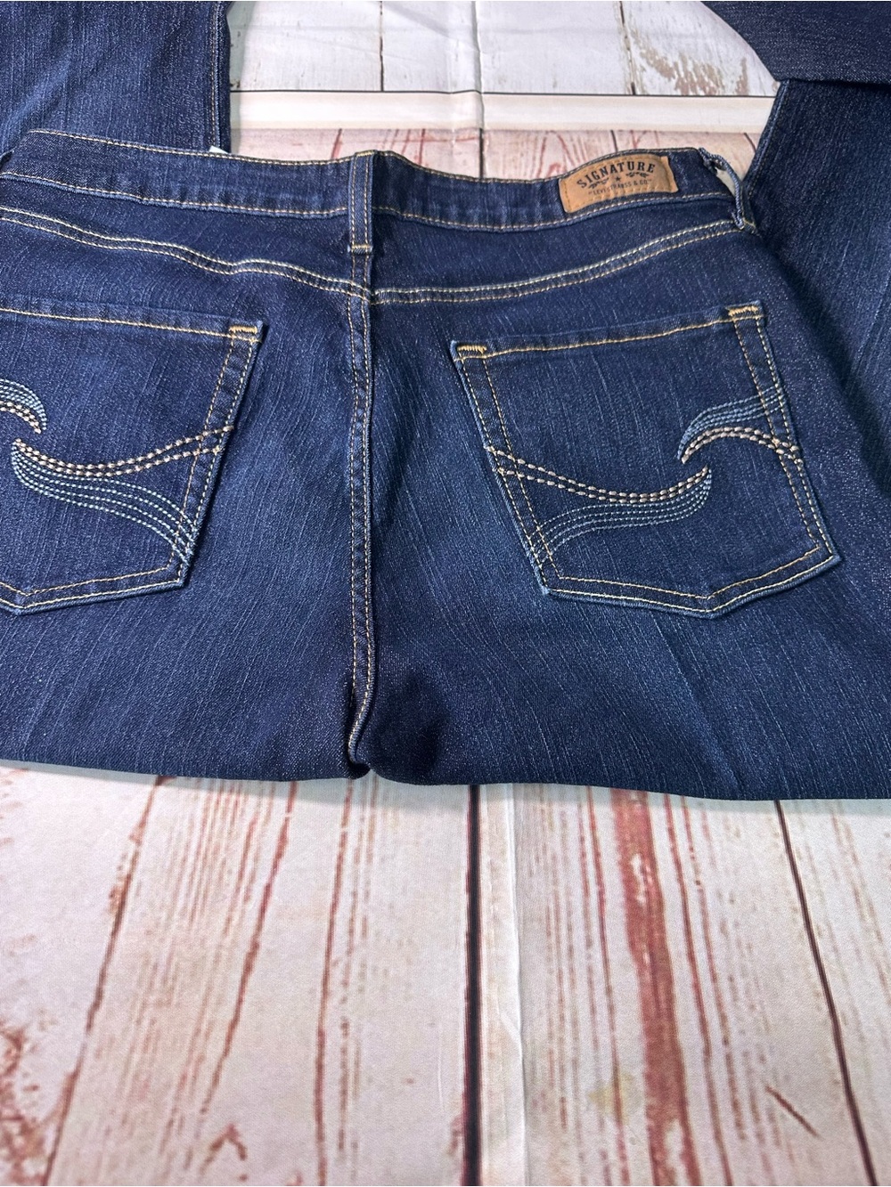 Signature by Levi Strauss Dark Blue Boot Cut Jeans - Picture 14 of 16